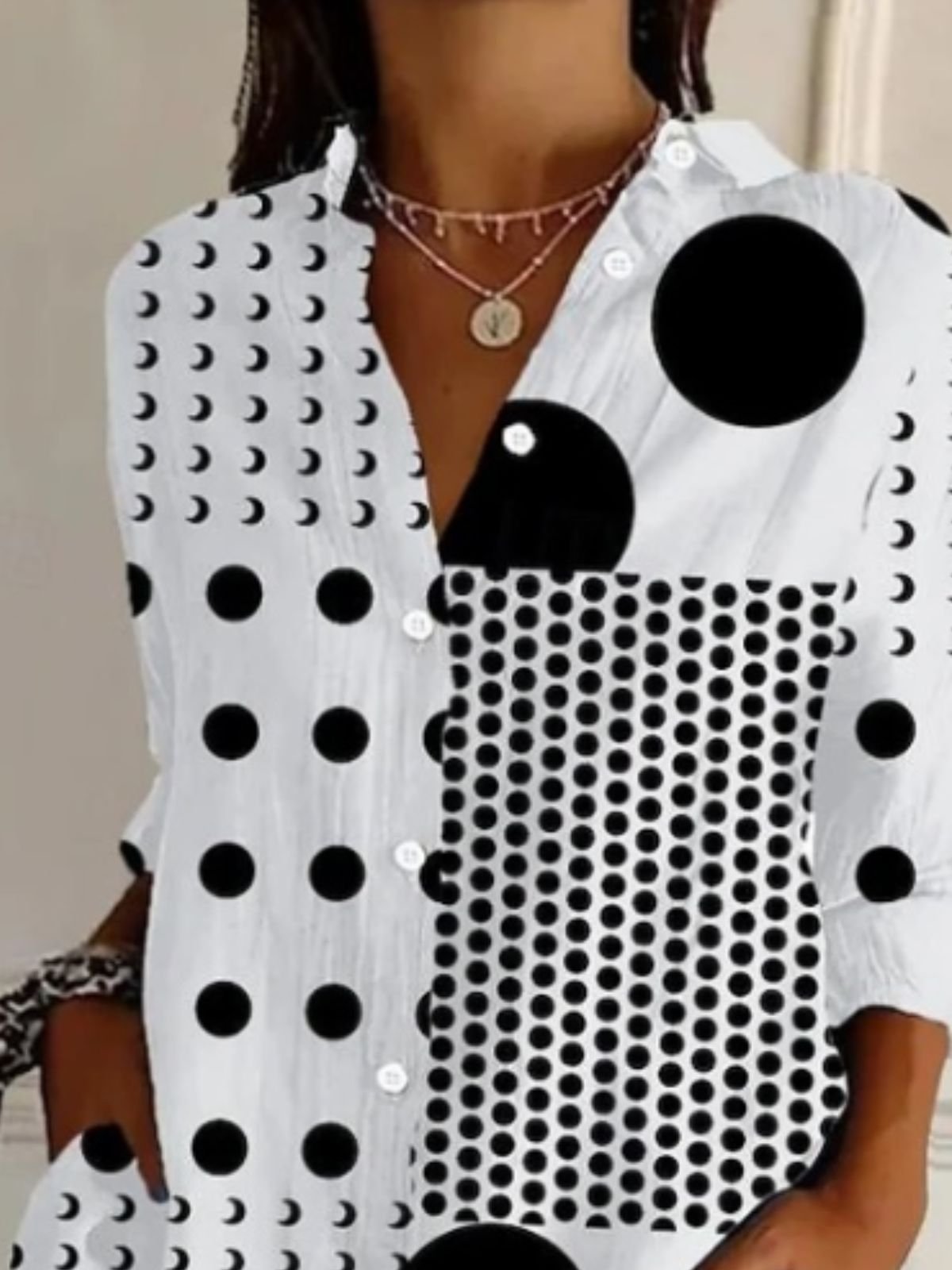 Casual V Neck Long Sleeve Geometric Print Comfy Shirt For Women