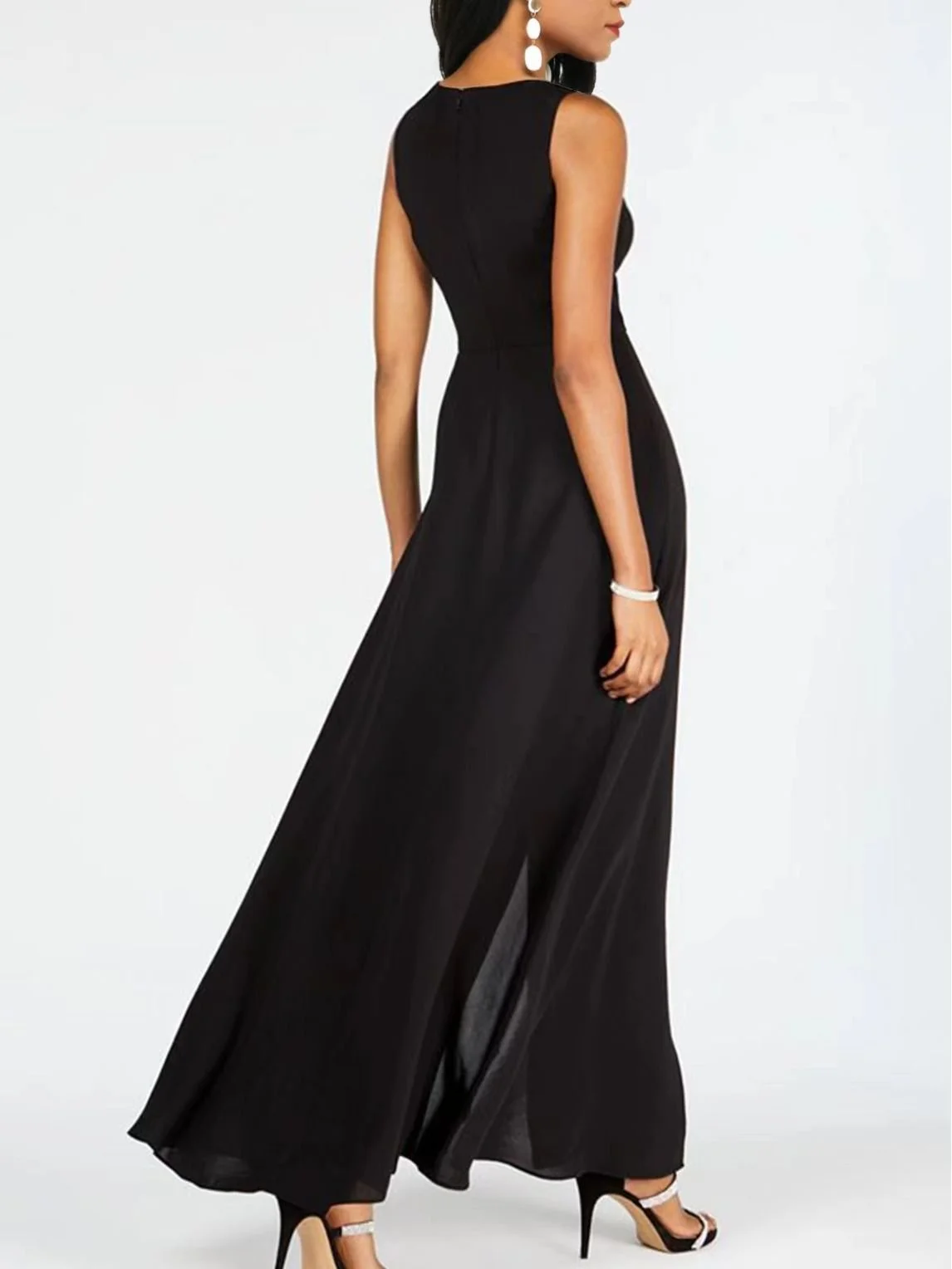 Women Sleeveless Crew Neck Regular Fit Ankle Pants Daily Casual Geometric Mid Waist Tank Jumpsuit