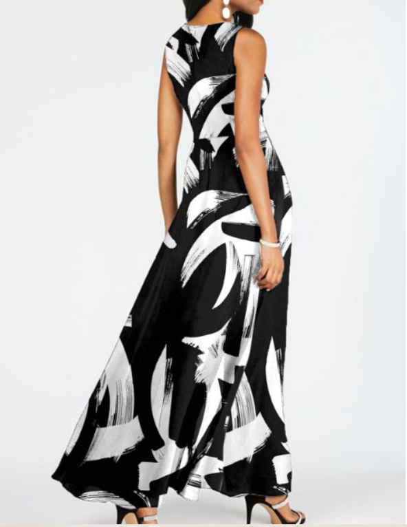 Women Sleeveless Crew Neck Regular Fit Ankle Pants Daily Casual Geometric Mid Waist Tank Jumpsuit