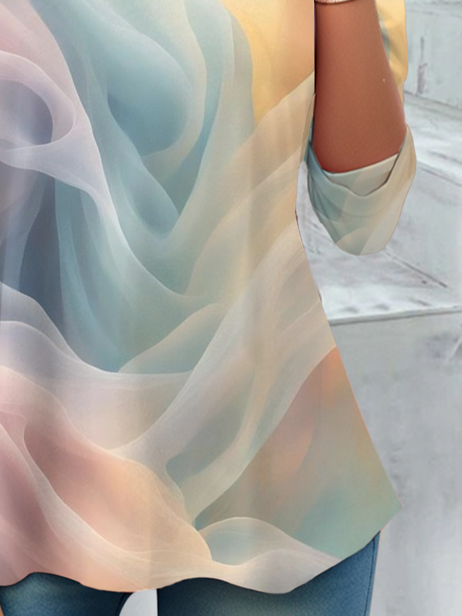 Casual Ombre Crew Neck Long Sleeve T-shirt