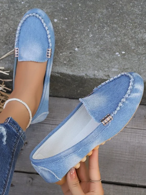 Casual Plain Slip On Flat Heel Shallow Shoes