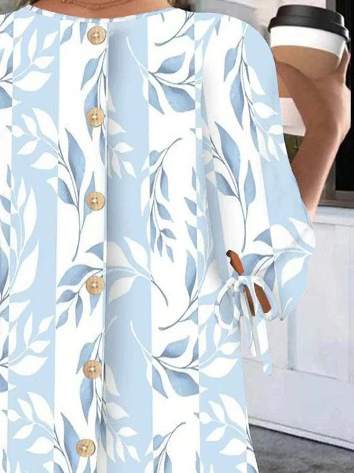 Crew Neck Balloon Sleeve Half Sleeve Floral Regular Micro-Elasticity Regular Fit Blouse For Women