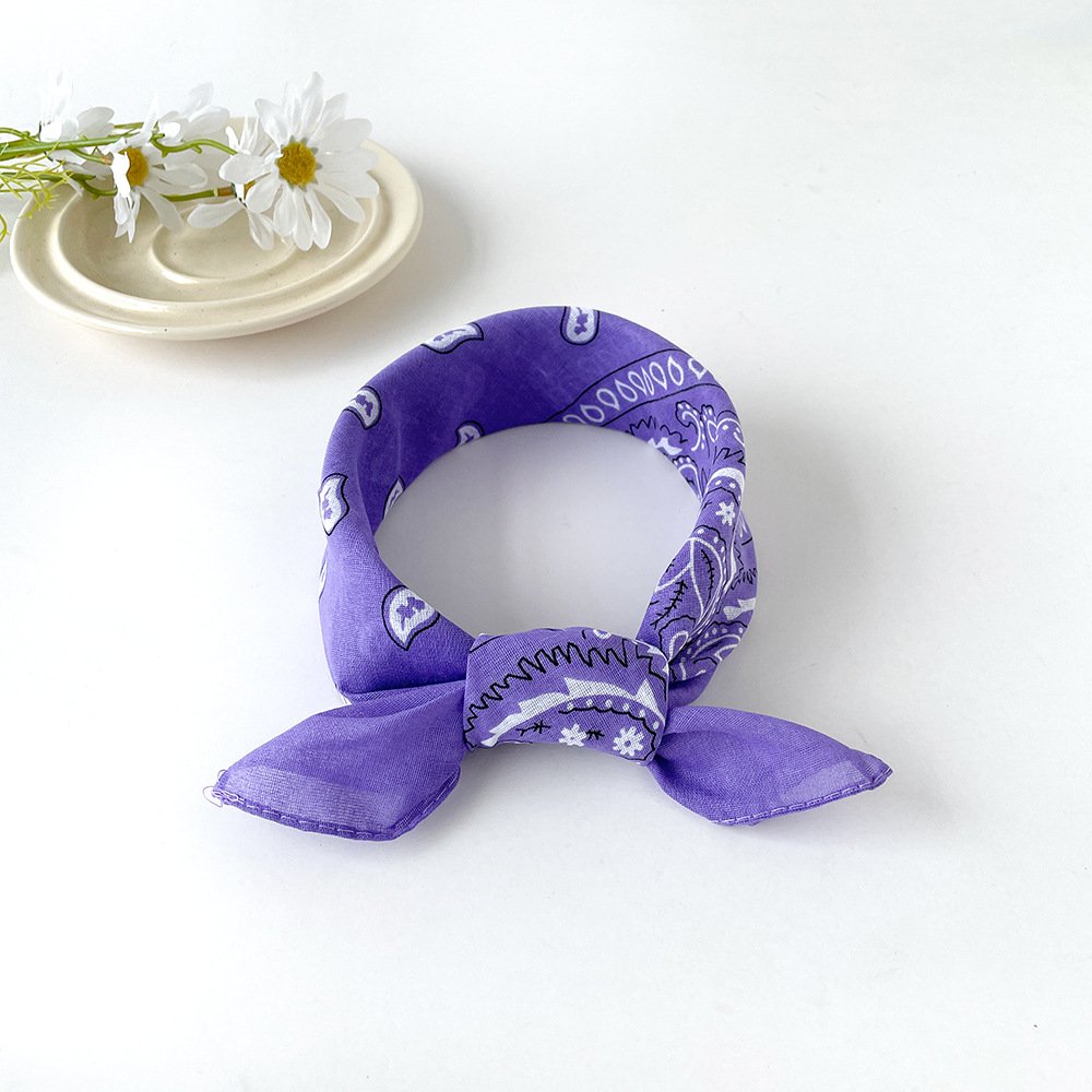 European and American hip-hop silk scarf for women 50cm cotton and linen small square scarf new style niche personality cashew print headscarf waist scarf