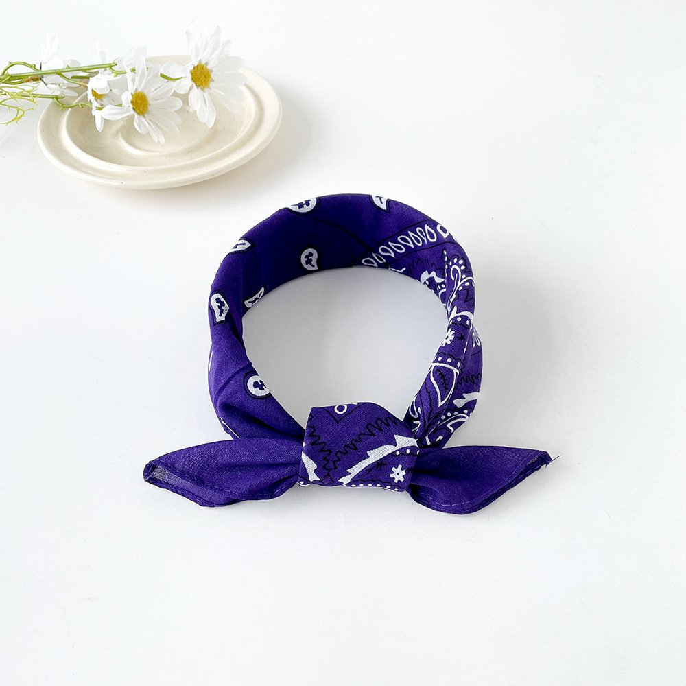 European and American hip-hop silk scarf for women 50cm cotton and linen small square scarf new style niche personality cashew print headscarf waist scarf