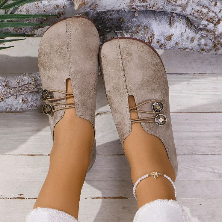 Casual Plain Wearable Slip On Flat Heel Shallow Shoes Buckle