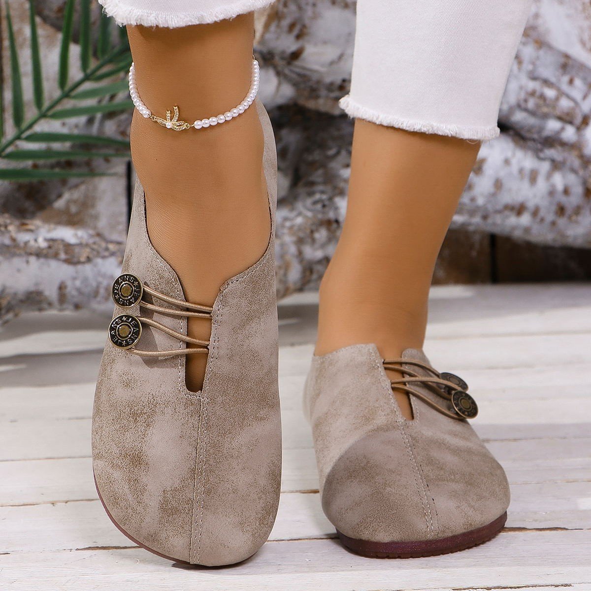 Casual Plain Wearable Slip On Flat Heel Shallow Shoes Buckle