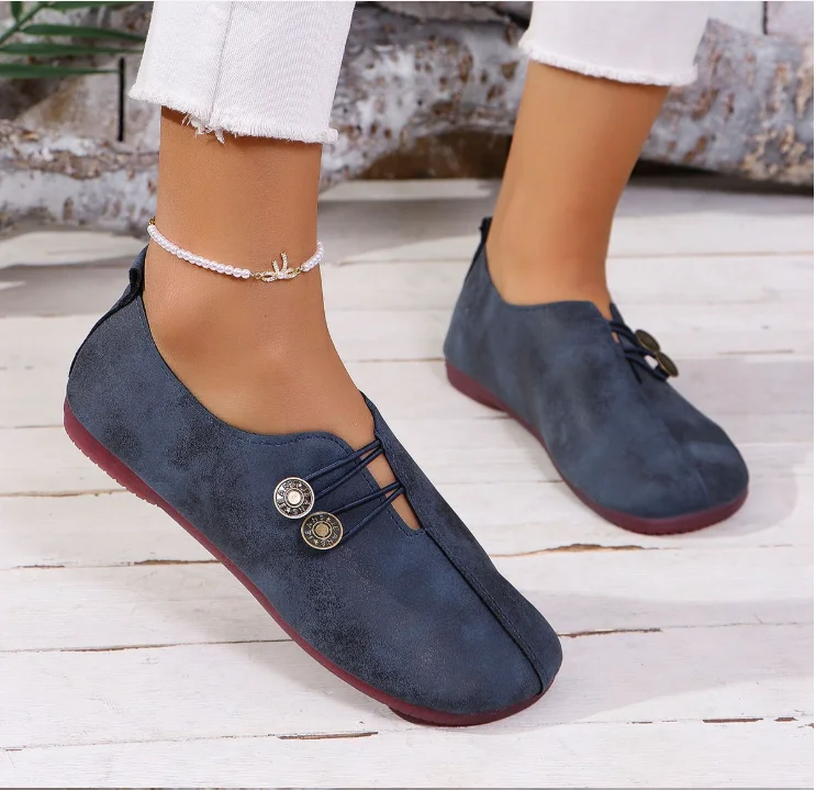 Casual Plain Wearable Slip On Flat Heel Shallow Shoes Buckle