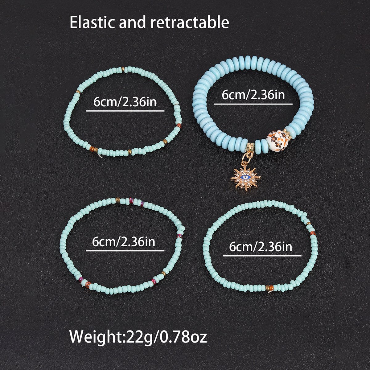 Hot Selling Bohemian Style Multi-layer Rice Bead Bracelet Stacked With Evil Eye Pendant Handmade Adjustable Jewelry