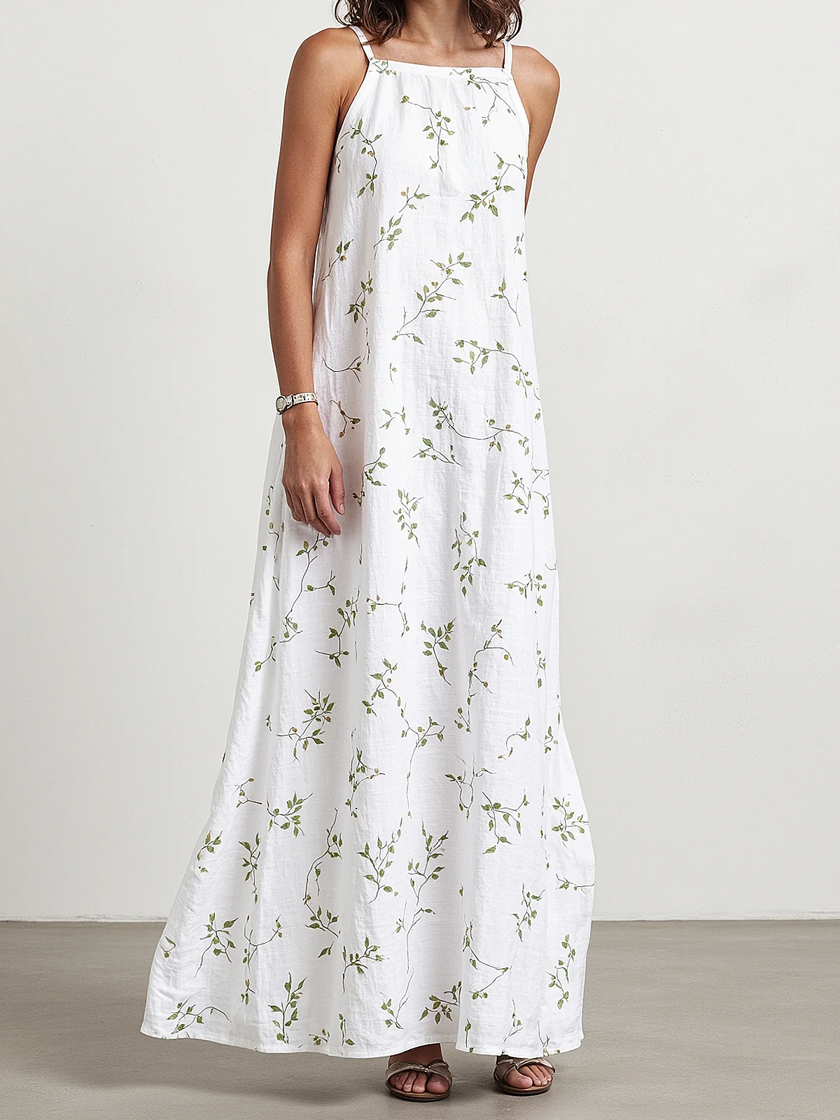 Women Plain Square Neck Sleeveless Comfy Vacation Pocket Stitching Maxi Dress