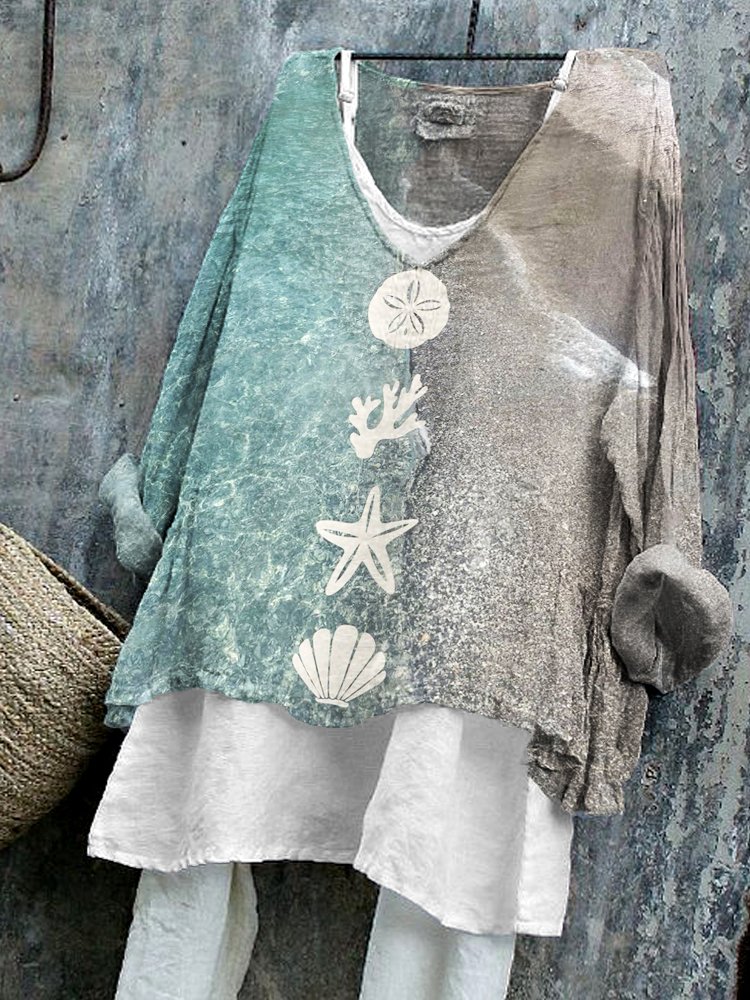 V Neck Long Sleeve Floral Regular Micro-Elasticity Regular Fit Shirt For Women