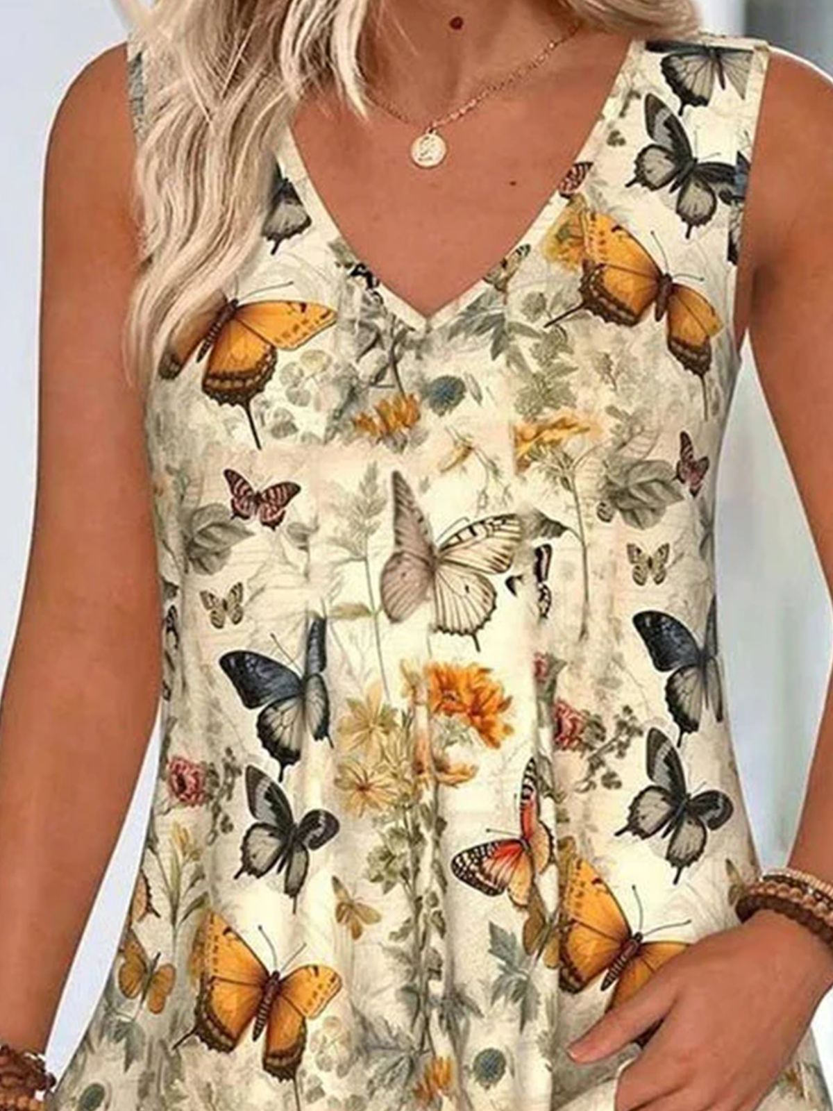Casual V Neck Floral Tank Top