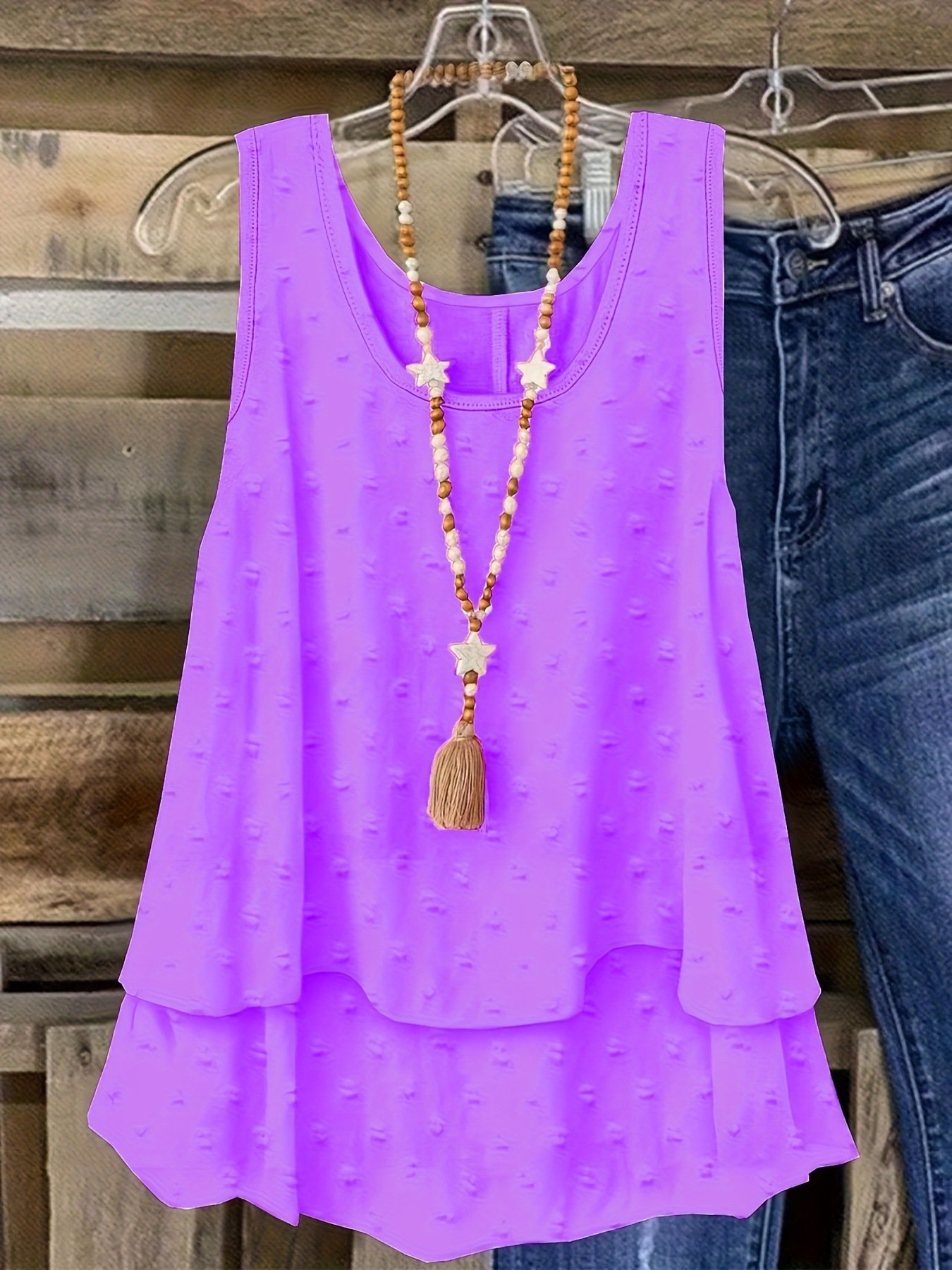 Casual Crew Neck Plain Tank Top