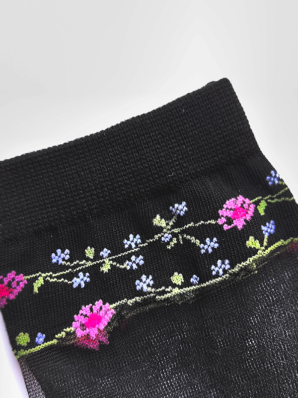 Hot Sale Women's Medium Tube Crystal Stockings Spring And Summer Thin Embroidered Glass Silk Women's Stockings Middle-aged And Elderly Non-slip Socks