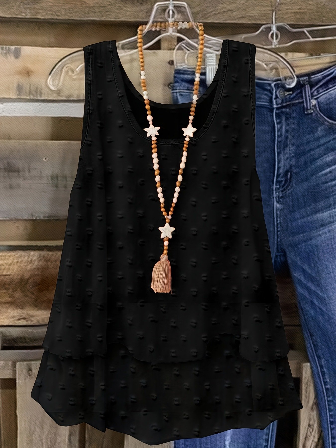 Casual Crew Neck Plain Tank Top