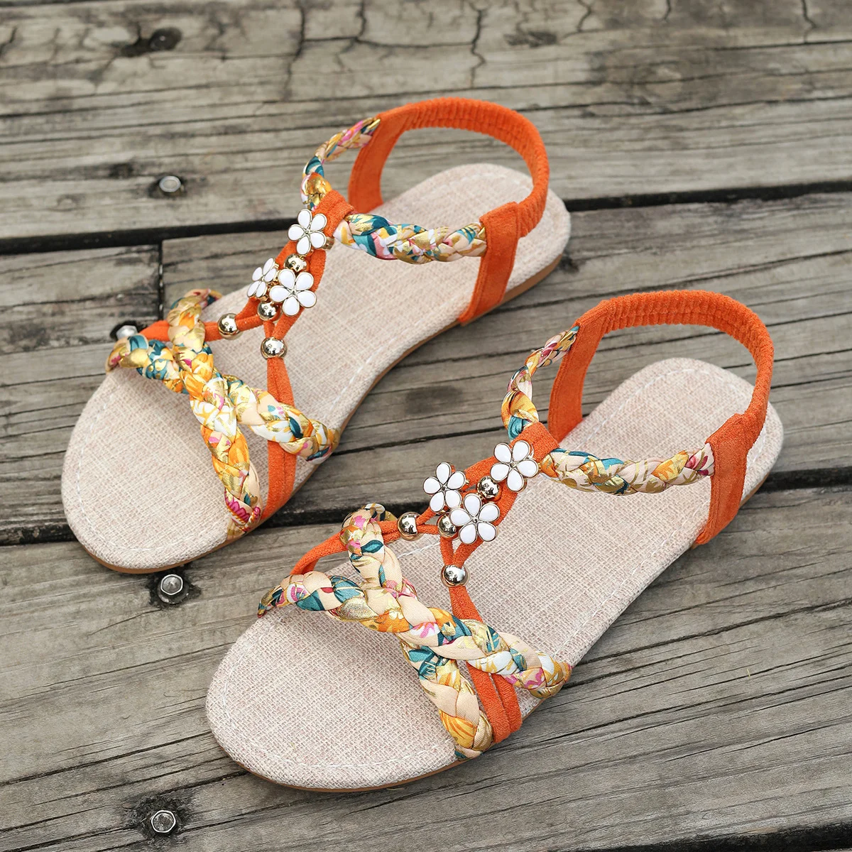 Casual Floral Slip On Flat Heel Espadrille Sandals