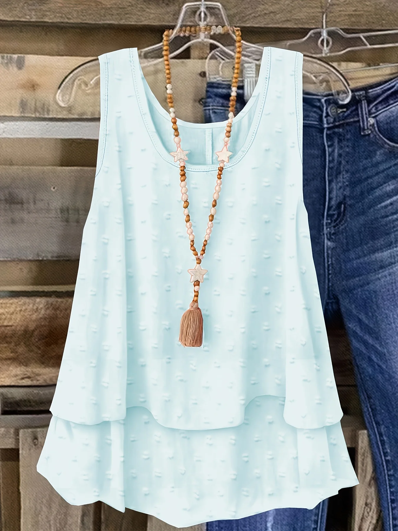 Casual Crew Neck Plain Tank Top