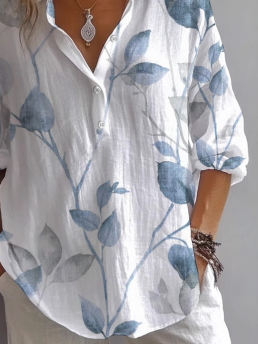 Shirt Collar Long Sleeve Floral Printing Regular Loose Button Up Shirt Shirt For Women