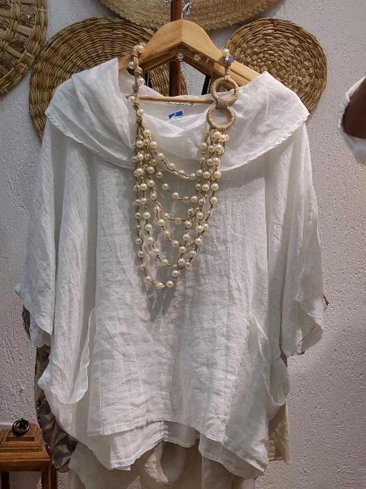 Shawl Collar Half Sleeve Plain Regular Micro-Elasticity Loose Shirt For Women