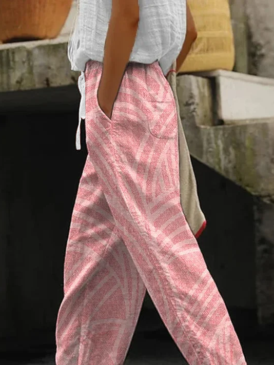 Women Geometric Long Pants Casual Spring/Fall Trousers