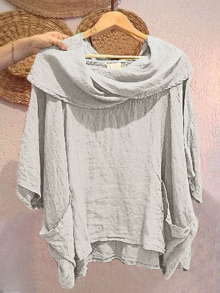 Shawl Collar Half Sleeve Plain Regular Micro-Elasticity Loose Shirt For Women
