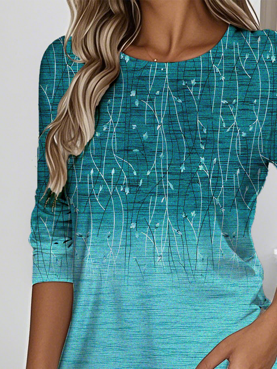 Casual Gradient Pattern Crew Neck Long Sleeve T-shirt