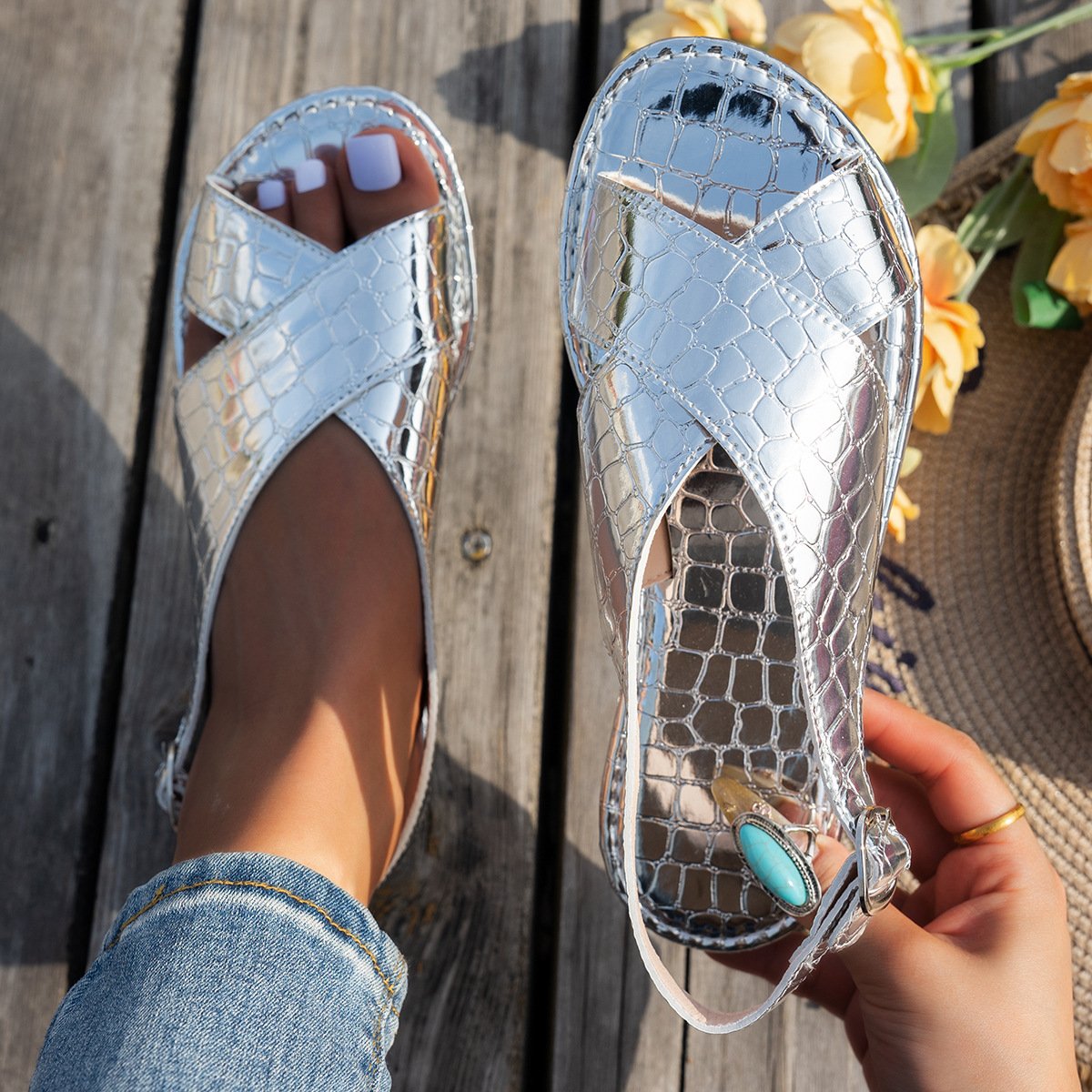 Casual Plain Slip On Flat Heel Slide Sandals