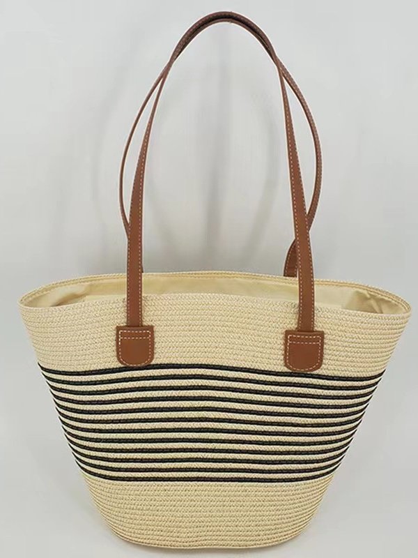 New Straw Bag Women's Summer Handbag Seaside Tote Bag Large Capacity Woven Shoulder Bag High-end Bucket Bag