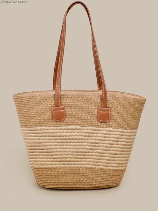 New Straw Bag Women's Summer Handbag Seaside Tote Bag Large Capacity Woven Shoulder Bag High-end Bucket Bag