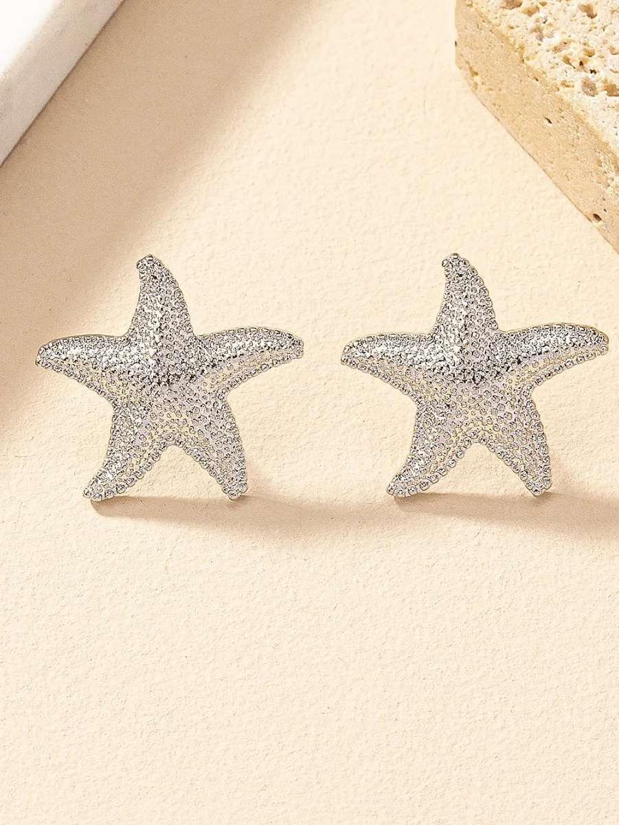 Beach Style Starfish Earrings For Women European And American Ins Style Exaggerated Fashion Earrings Temperament Street Shot Earrings