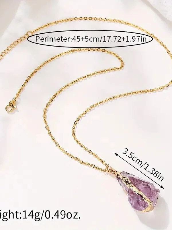 Natural Stone Irregular Raw Stone Crystal Electroplating Gilded Pendant Rose Quartz Citrine Diy Jewelry Necklace