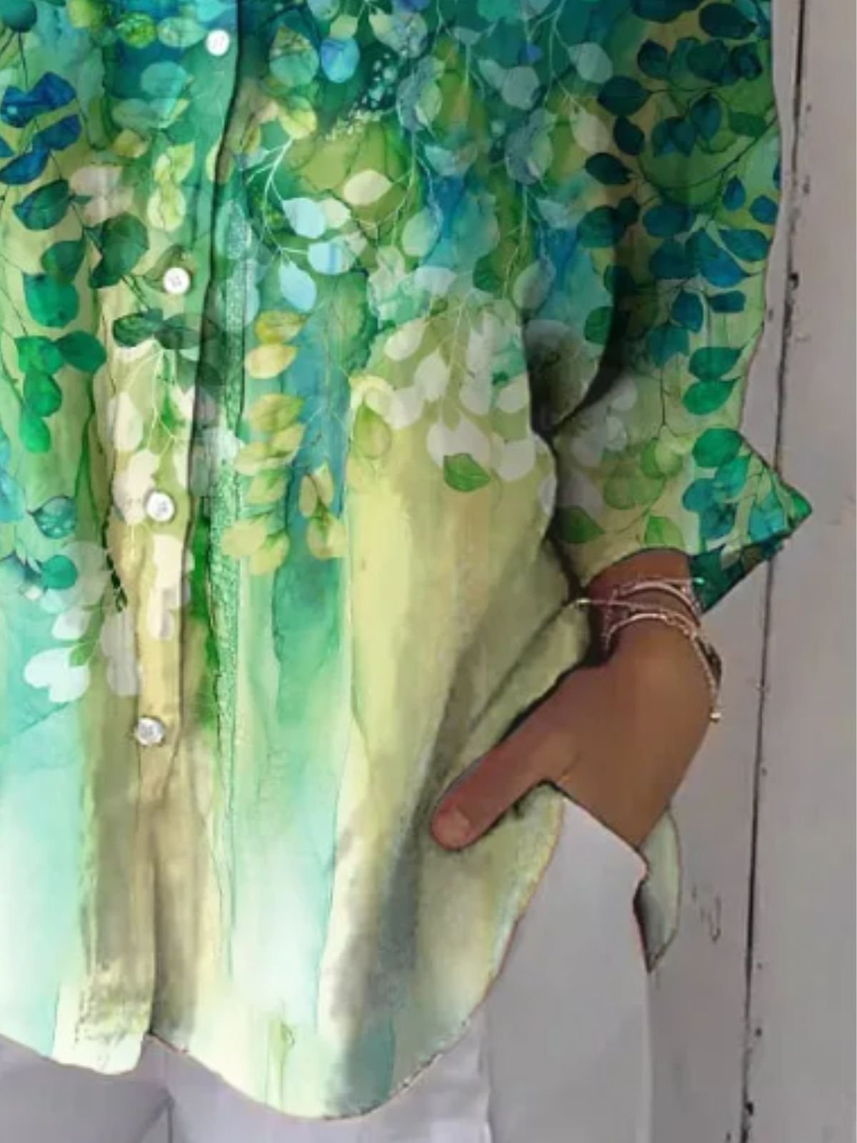 Women's Retro Forest Trees Print Comfy Cotton Shirt