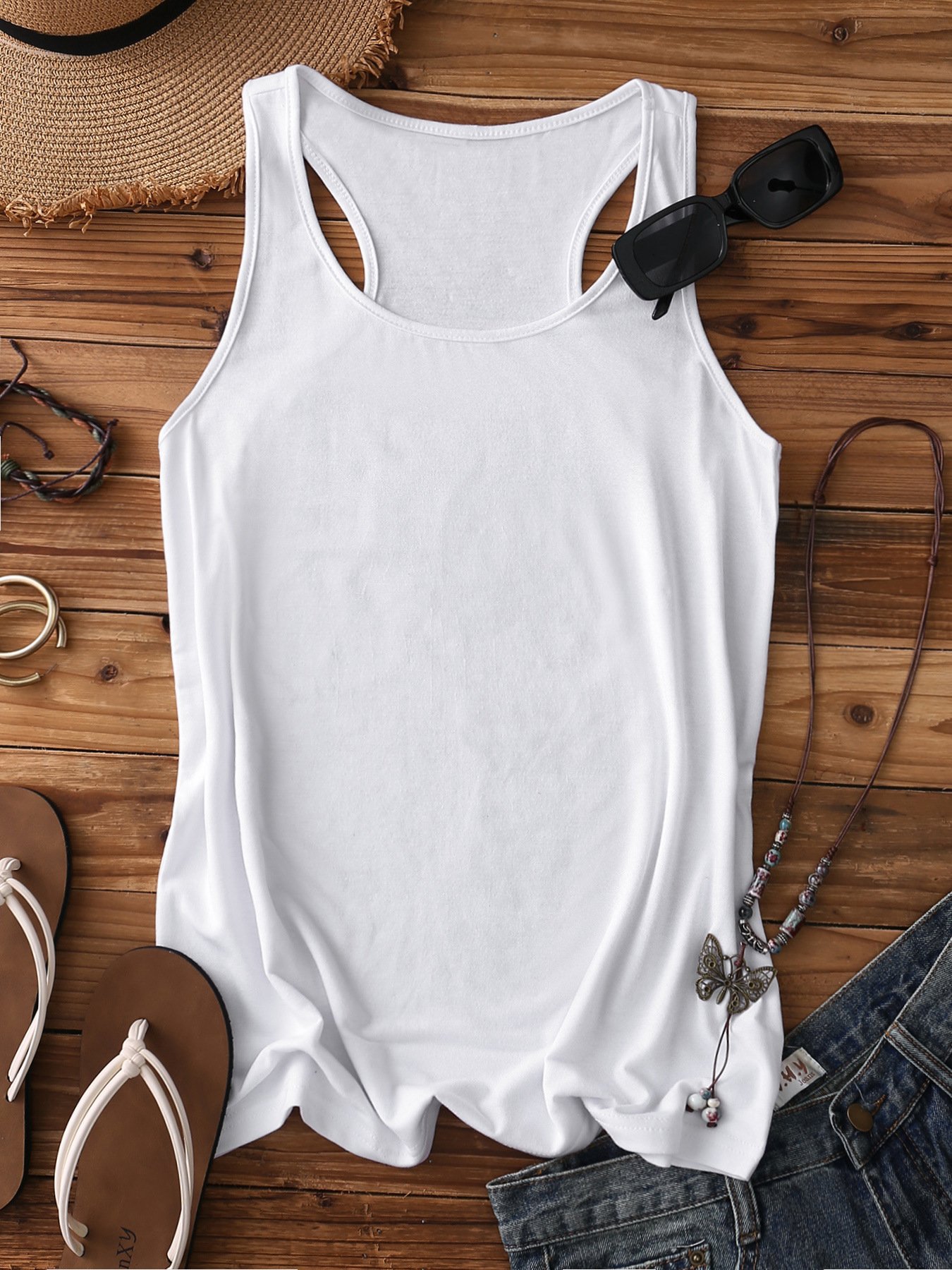 Sexy Stand Collar Plain Tank Top
