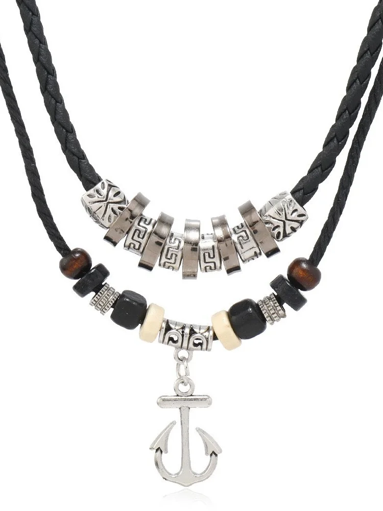 Artistic Retro Butterfly Alloy Multi-layer Wooden Beads Knotted Pullable Hand-woven Necklace