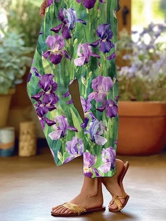 Women Floral Long Pants Casual Spring/Fall Trousers