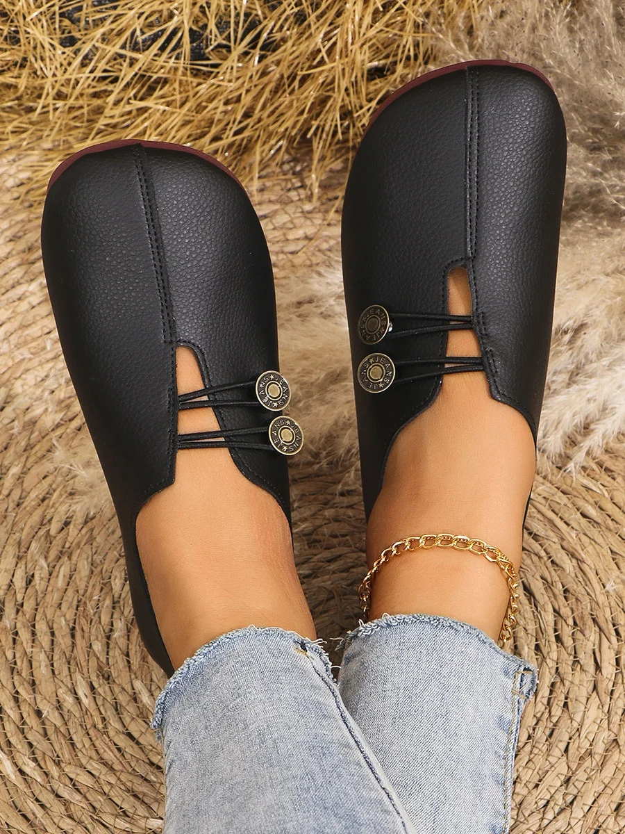 Casual Plain Wearable Slip On Flat Heel Shallow Shoes Buckle