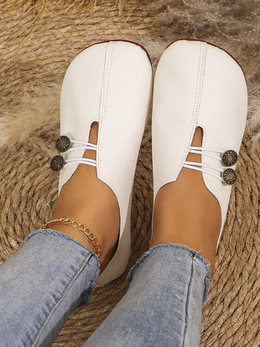 Casual Plain Wearable Slip On Flat Heel Shallow Shoes Buckle