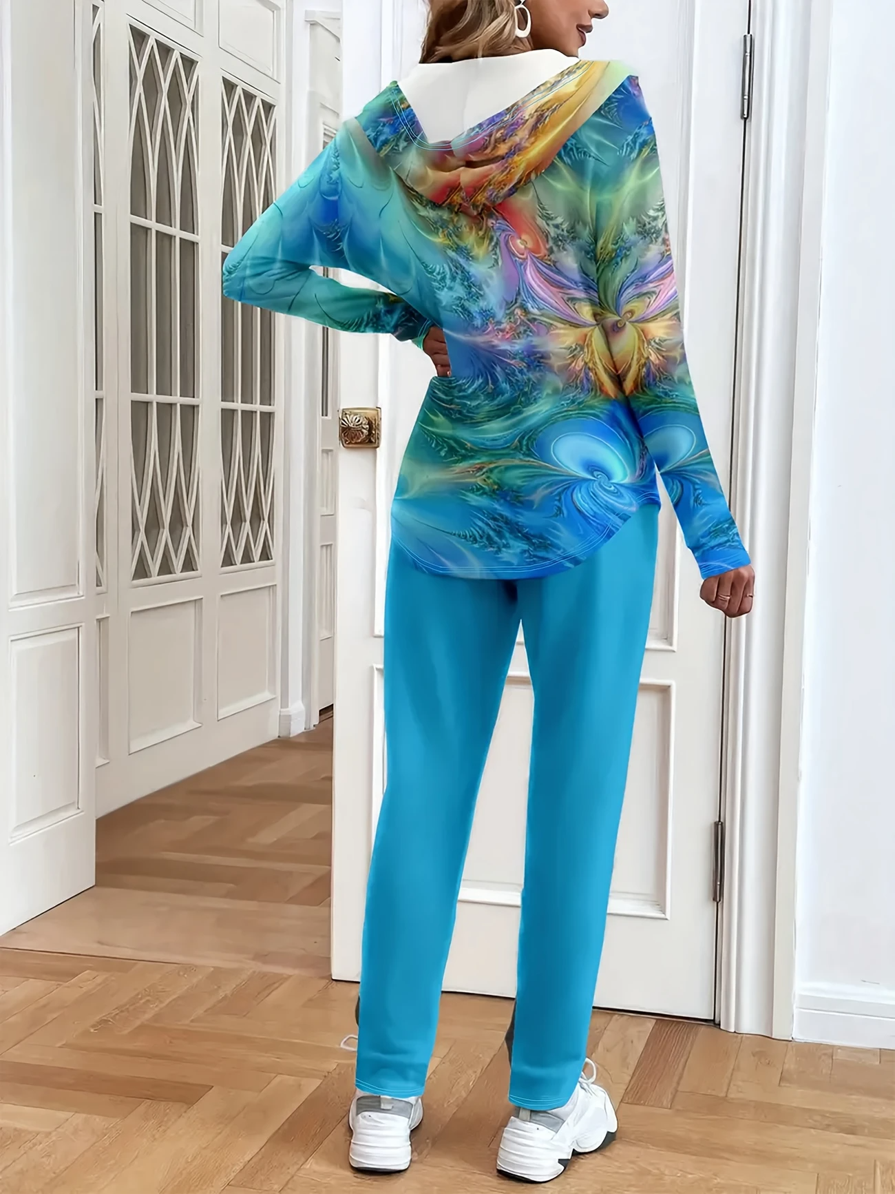 Women Ombre Two-Piece Set Daily Long Sleeve Casual Spring/Fall Coat With Pants Matching Set