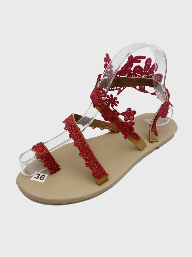 Casual Vacation Floral Slip On Flat Heel Gladiator Sandals