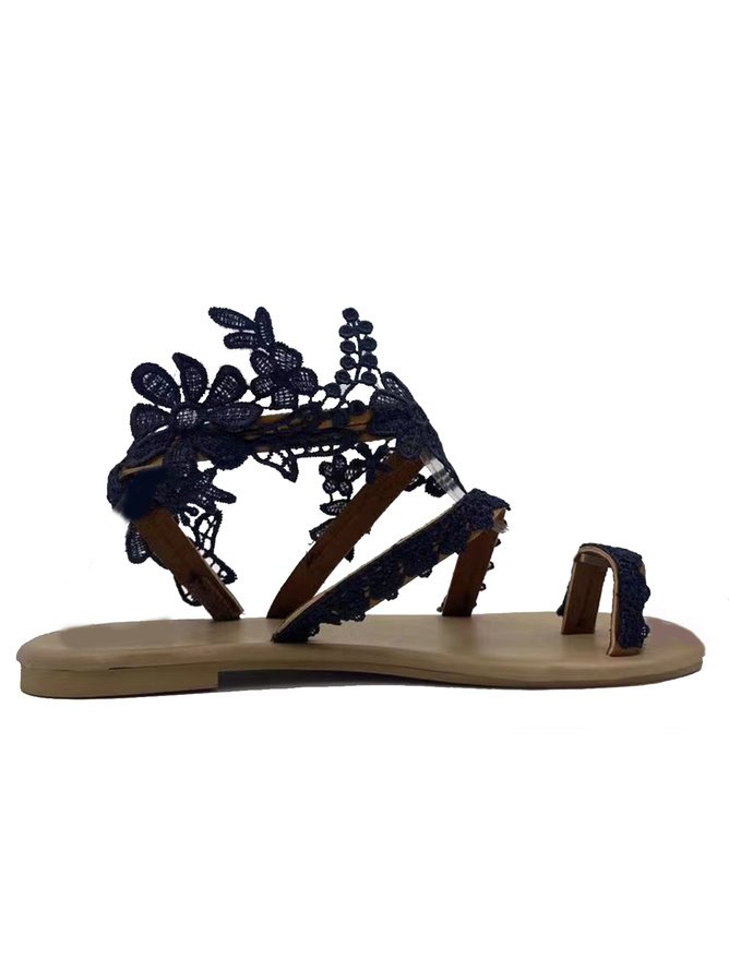 Casual Vacation Floral Slip On Flat Heel Gladiator Sandals