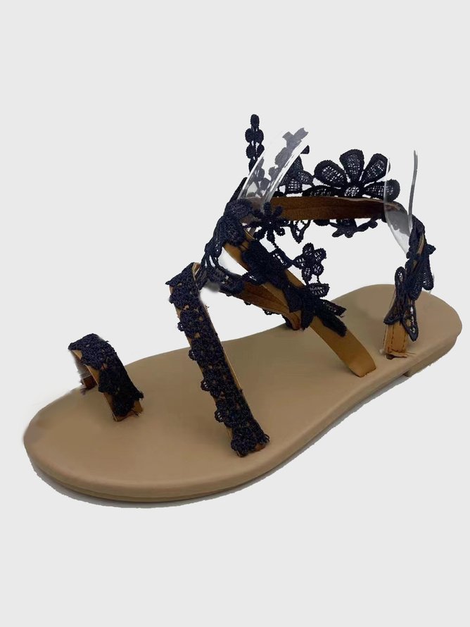 Casual Vacation Floral Slip On Flat Heel Gladiator Sandals