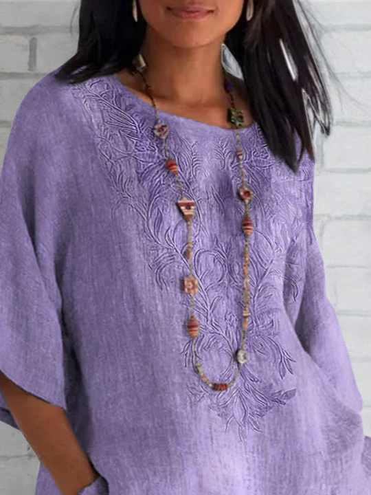 Casual Floral Crew Neck Half Sleeve T-shirt