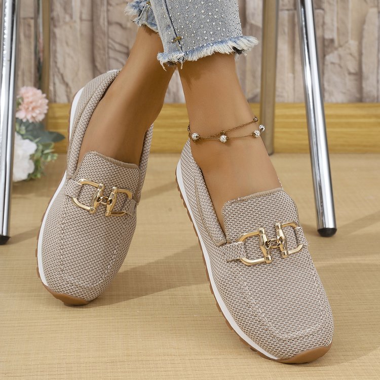 Women Lightweight Breathable Slip Metallic Accents Loafers 