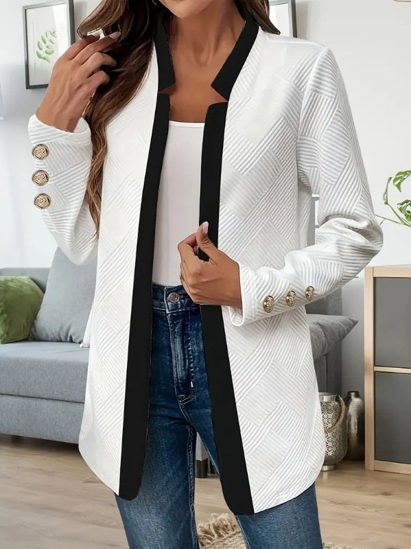 Women Spring/Fall Outerwear Casual Color Block Long Sleeve Stand Collar Jacket