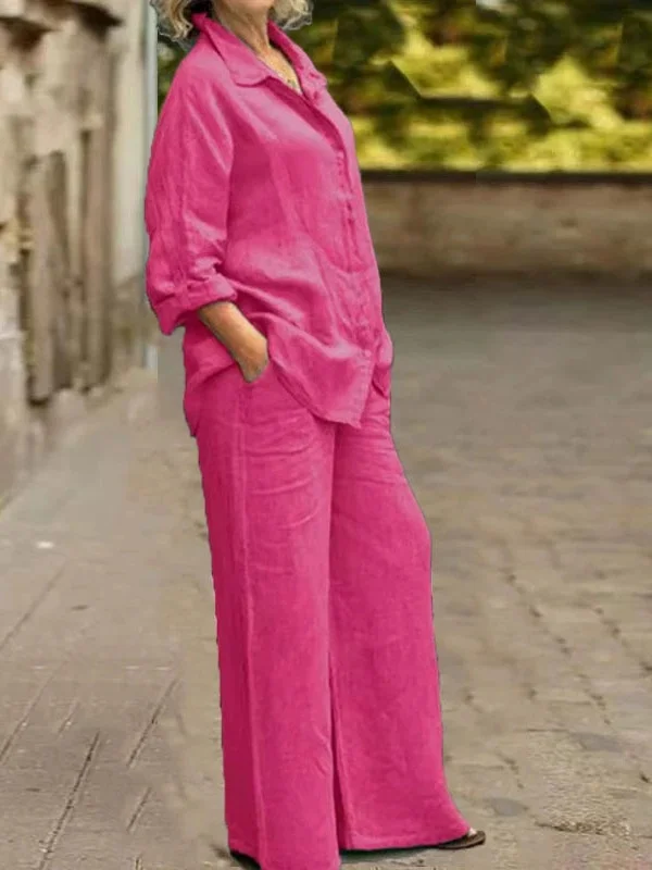 Women Plain Adjustable Strap Two-Piece Set Daily Long Sleeve Casual Spring/Fall Top With Pants Matching Set