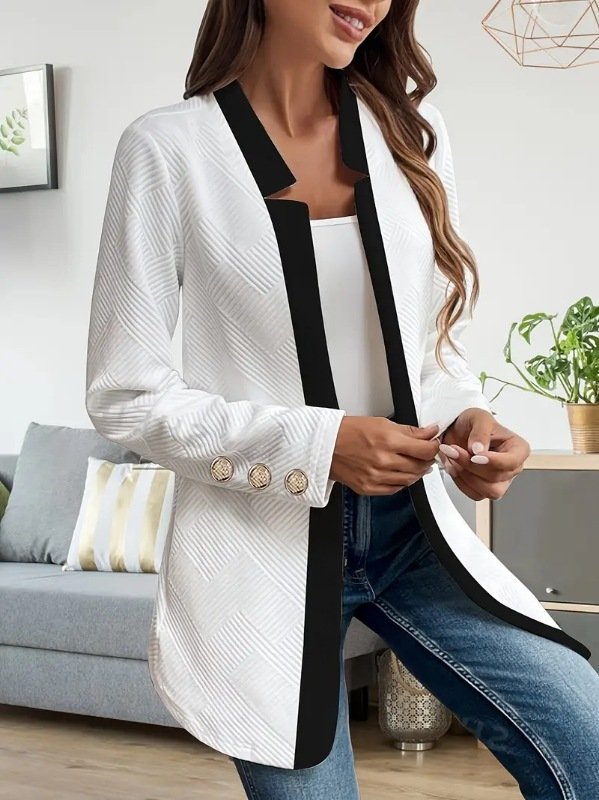 Women Spring/Fall Outerwear Casual Color Block Long Sleeve Stand Collar Jacket