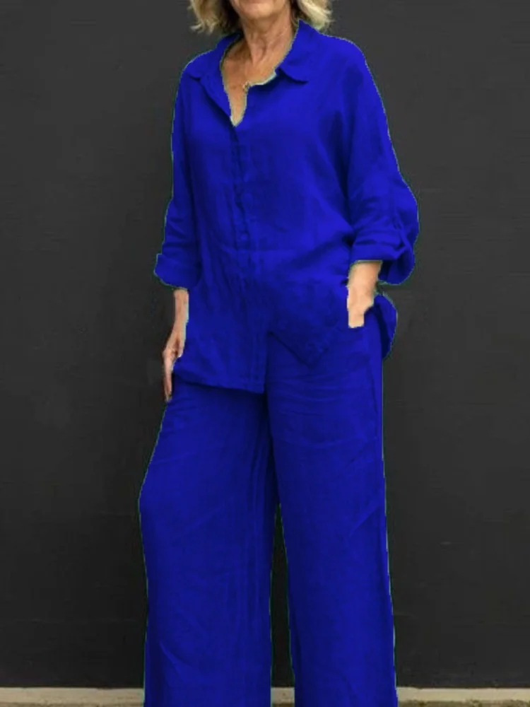 Women Plain Adjustable Strap Two-Piece Set Daily Long Sleeve Casual Spring/Fall Top With Pants Matching Set