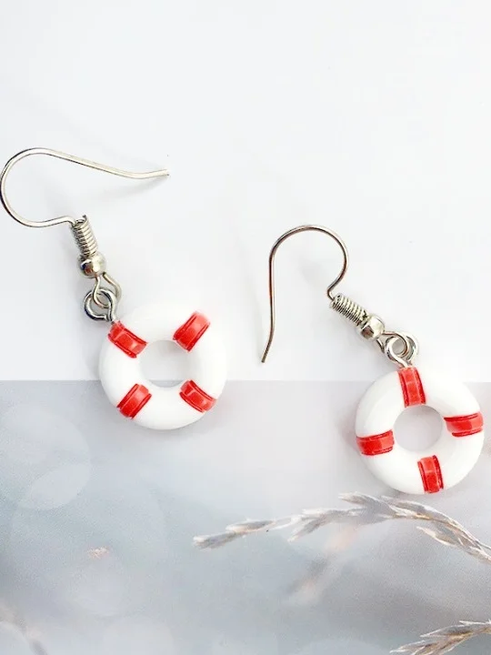 Ocean Style Creative Handmade Boat Lifebuoy Anchor Earrings Personality Funny Asymmetrical Earrings