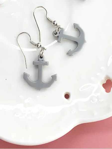 Ocean Style Creative Handmade Boat Lifebuoy Anchor Earrings Personality Funny Asymmetrical Earrings