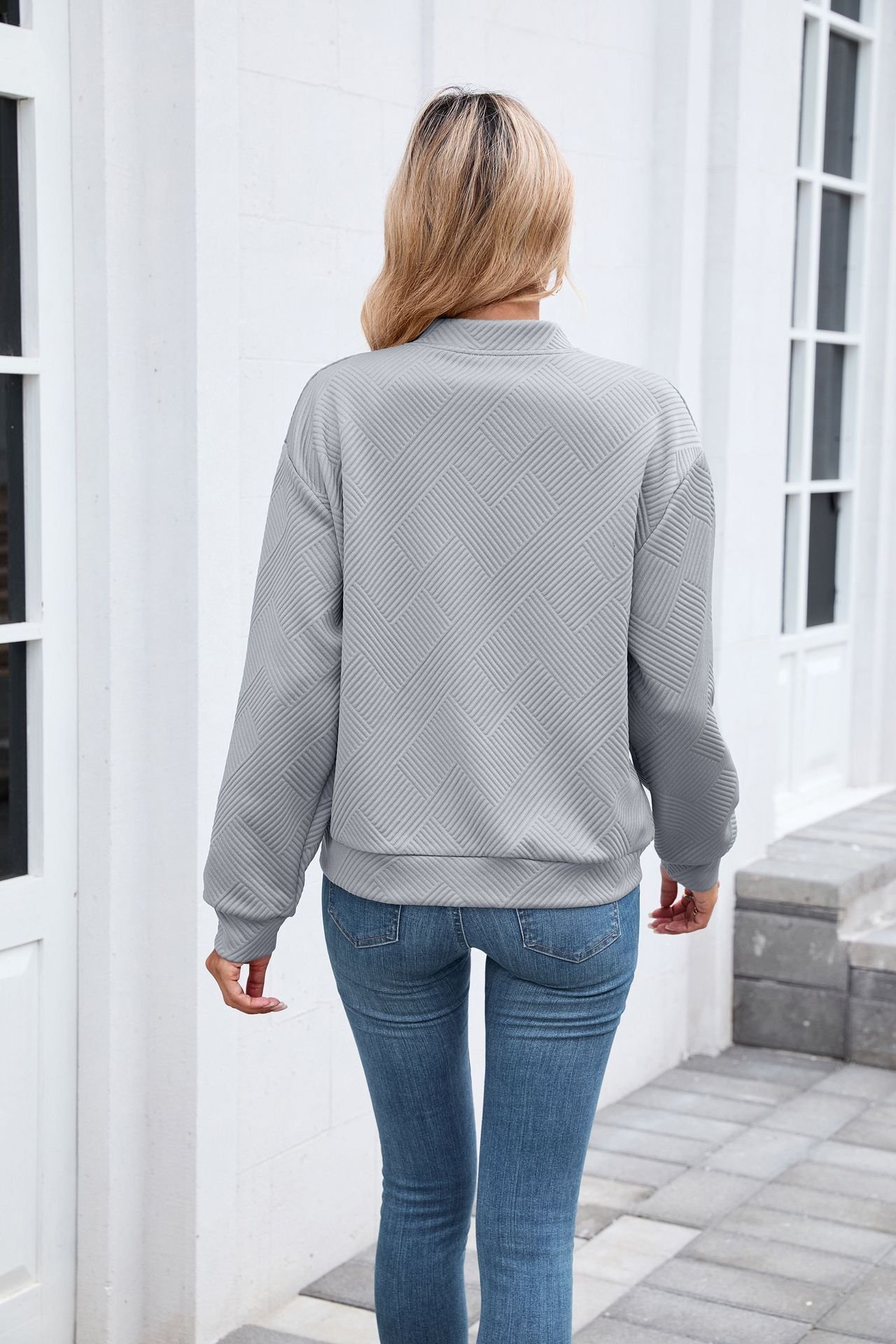 Women Spring/Fall Outerwear Casual Plain Long Sleeve Stand Collar Jacket