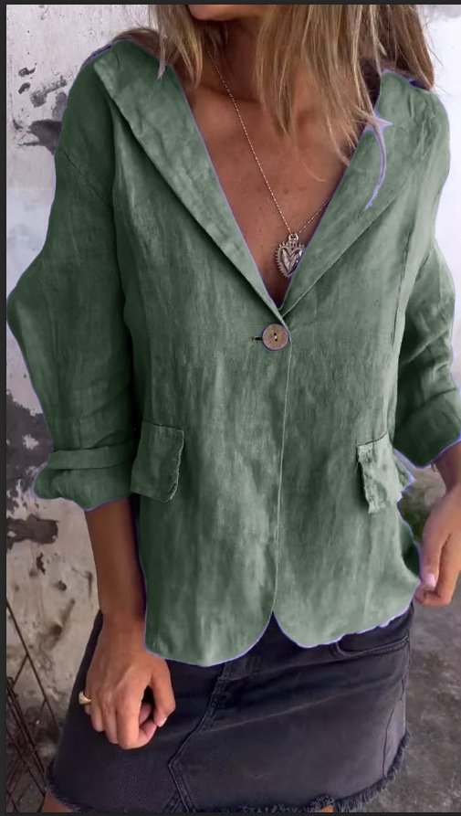 Women Plain Spring/Fall Outerwear Vintage Buckle Long Sleeve Stand Collar Regular Blazer